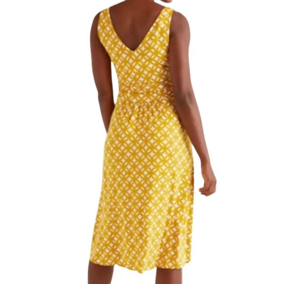 Boden Effie Dress Sleeveless V-Neck Jersey Printed Dress Yellow Size 4 - Picture 3 of 6